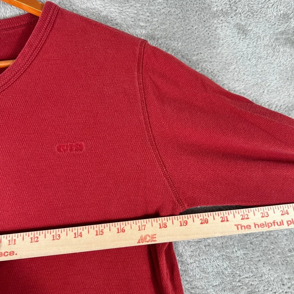 Guess USA Long Sleeve Shirt Mens Large Red V-Neck Cotton Y2K 2000s‎ - Picture 6 of 8